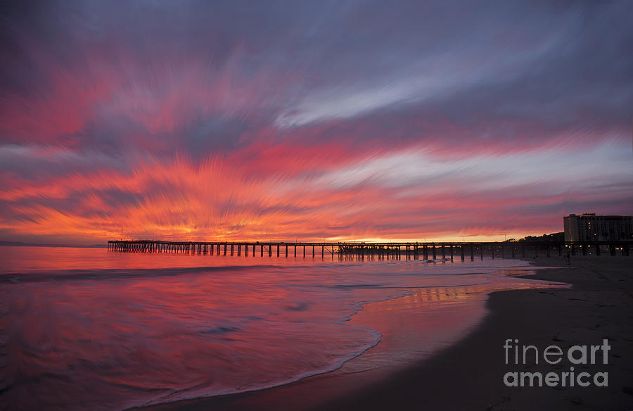 Streaking sunset at Ventura Pier Photograph by Dan Friend