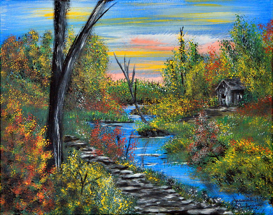 Stream at twilight Painting by Jeannie Anderson - Pixels