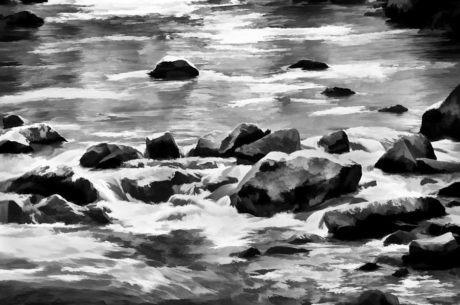 Stream Great Smoky Mountains Painted BW Photograph by Rich Franco