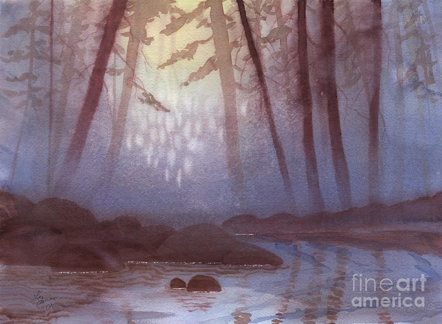 Stream in Mist Painting by Lynn Quinn