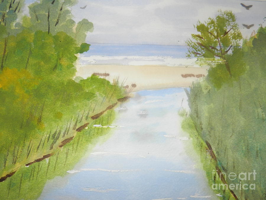 Impressionism Painting - Stream Running to the Ocean by Pamela  Meredith