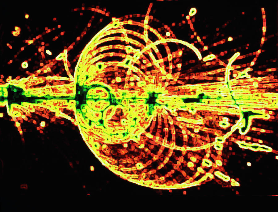 Particle Physics Photograph - Streamer Chamber Photo Of Particle Tracks by Cern/science Photo Library