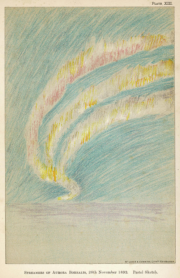 Aurora Drawing - Streamers Of The Aurora  Sketched by Mary Evans Picture Library