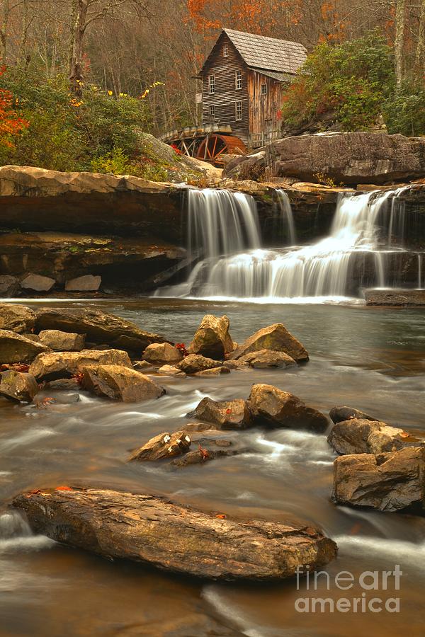 Streaming Below The Glade Creek Grist Mill Photograph by Adam Jewell