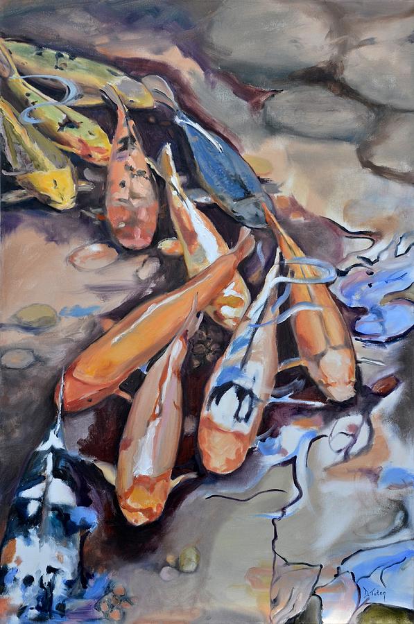 Streaming Koi Painting by Donna Tuten