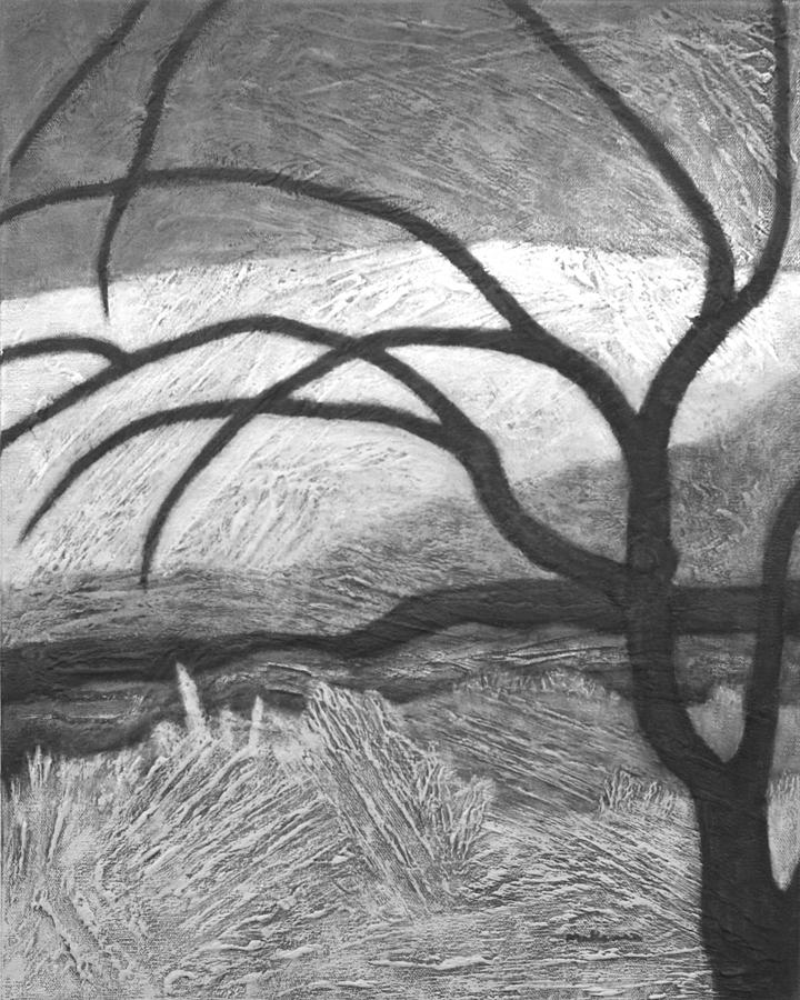 Streamside Passage Black and White Painting by Carrie MaKenna