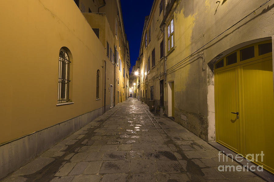 Architecture Photograph - Street alley by night by Mats Silvan