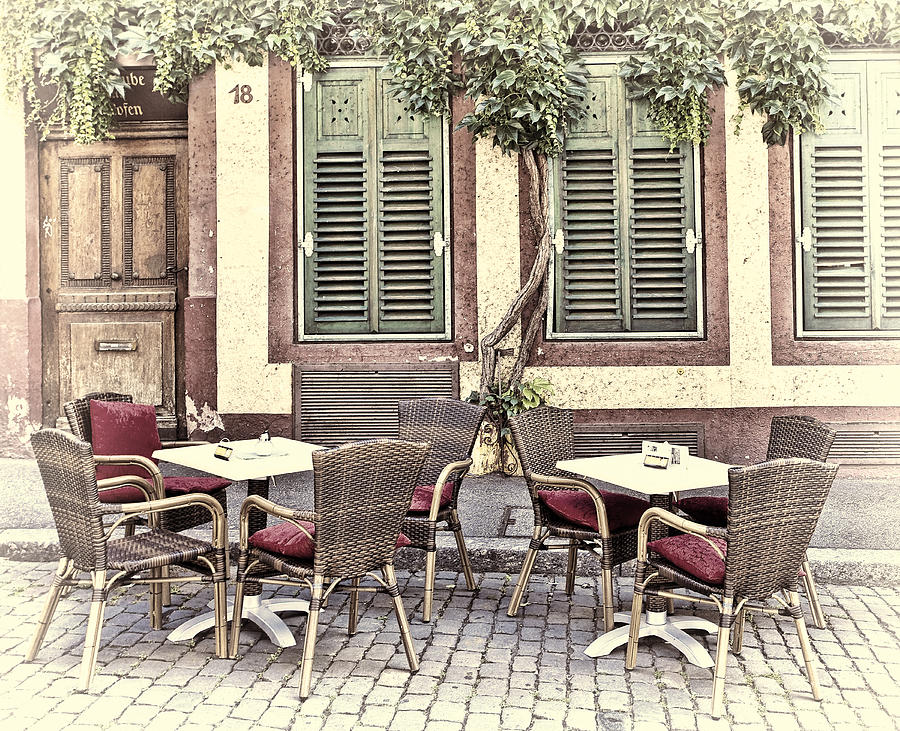 Street Cafe in Heidelberg Photograph by Marcia Colelli