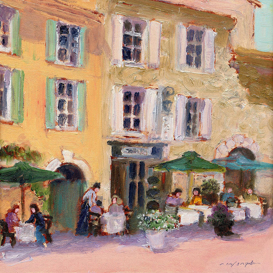Street Cafe Painting by J Reifsnyder