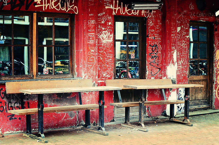 Spring Photograph - Street Cafe. Trash Sketches from the Amsterdam Streets by Jenny Rainbow