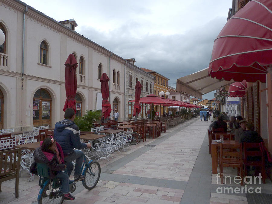 Street cafes - Shkoder - Albania Photograph by Phil Banks
