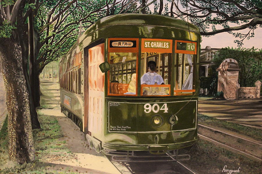 New Orleans Painting - Street Car - New Orleans by Hung Quach