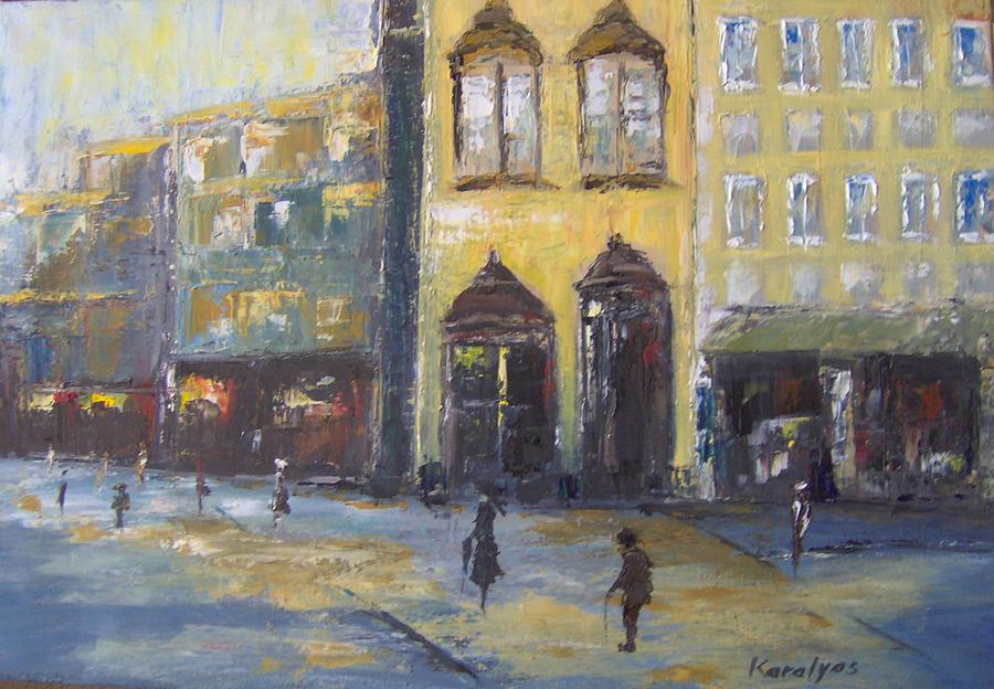 Street corner Painting by Maria Karalyos - Fine Art America