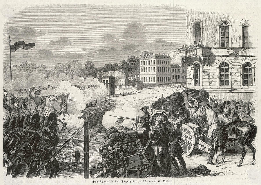 Street Fighting In The Jaegerzeile Drawing by Mary Evans Picture ...