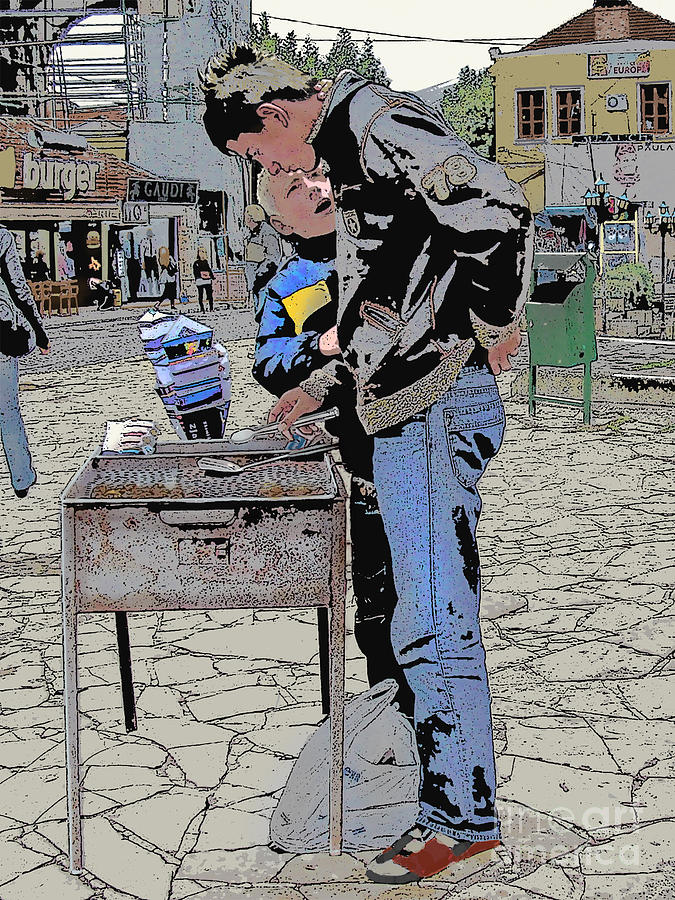 Street Food Vendors Digital Art