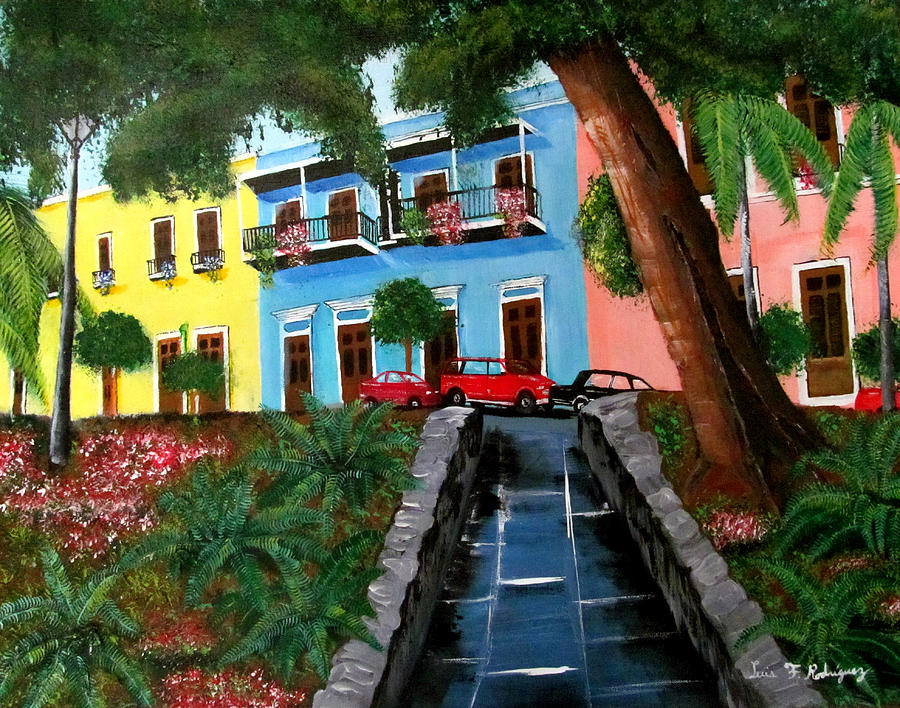 Street Hill In Old San Juan Painting by Luis F Rodriguez