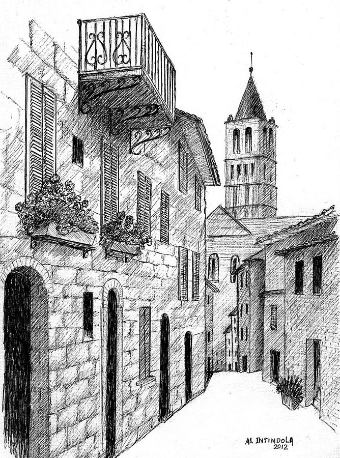 Street in Assisi Italy Drawing by Al Intindola