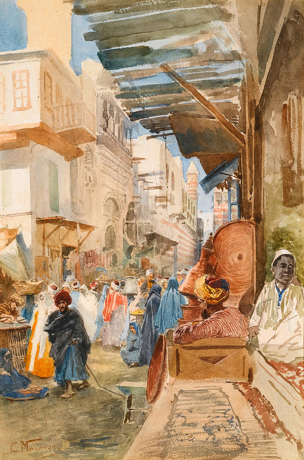 Street in Cairo Painting by Konstantin Makovsky