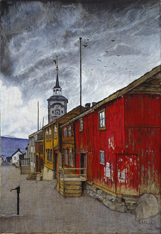 Harald Sohlberg Painting - Street in Roros by Harald Sohlberg