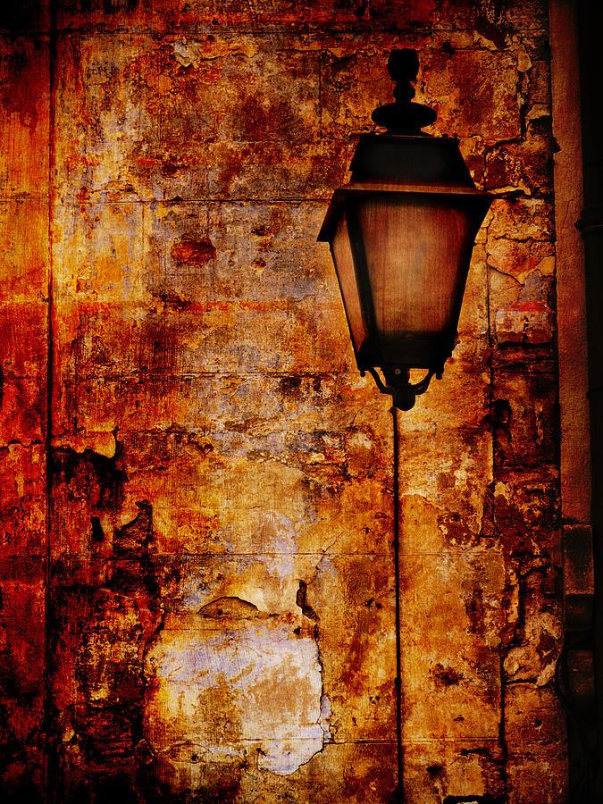 Street Lamp and Wall Texture Arles France Photograph by Bob Coates