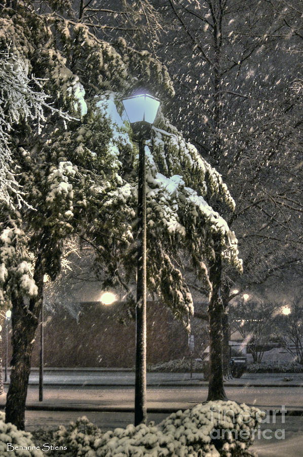 Street Lamp in the Snow Photograph by Benanne Stiens