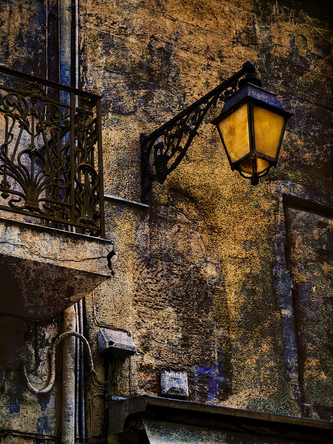 Street Lamp with Textured Wall Arles France Number Eleven Photograph by Bob Coates