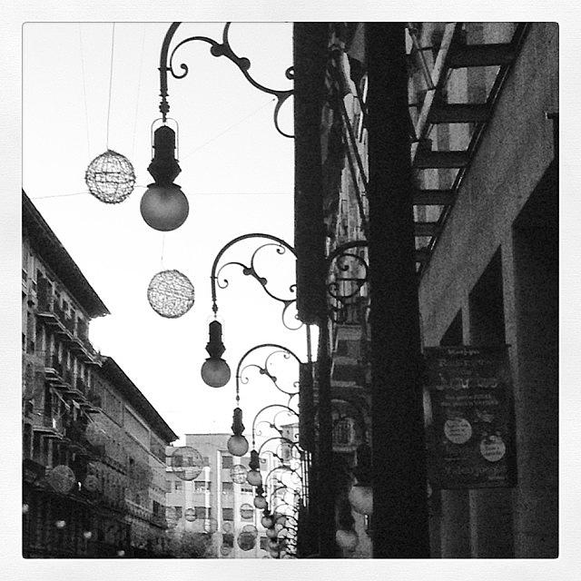 Lamp Photograph - #street #lamps In #palma #mallorca #bnw by Balearic Discovery