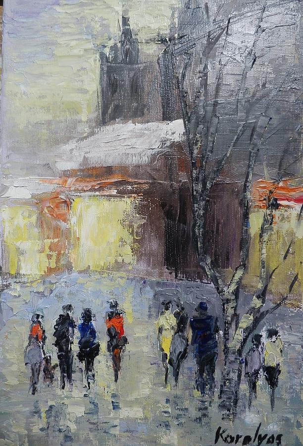 Street life Painting by Maria Karalyos - Fine Art America