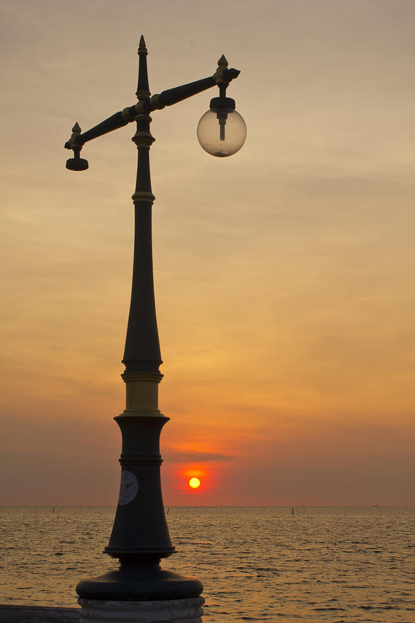 Street Light Against At The Sunset Background Photograph by Singkam ...