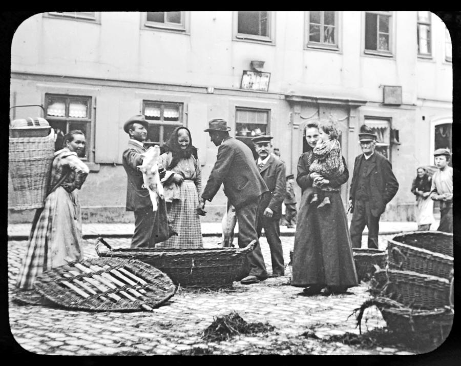 Street Market Coburg Germany 1903 Vintage Photograph Photograph by A Macarthur Gurmankin