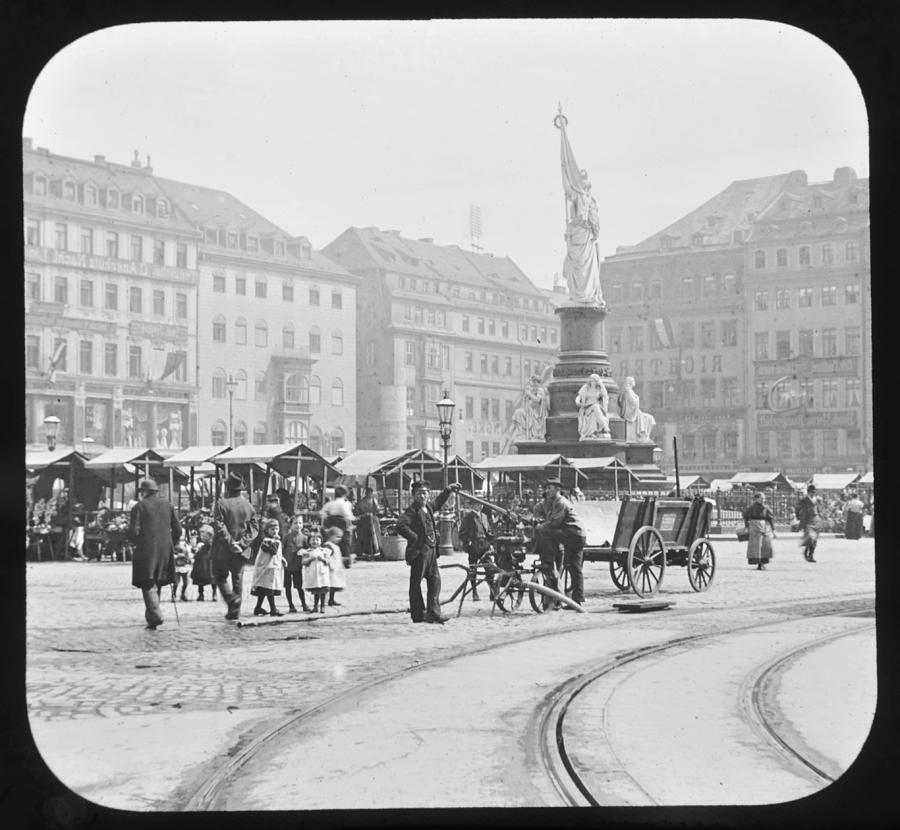 Street Market Dresden Germany 1903 Photograph by A Macarthur Gurmankin