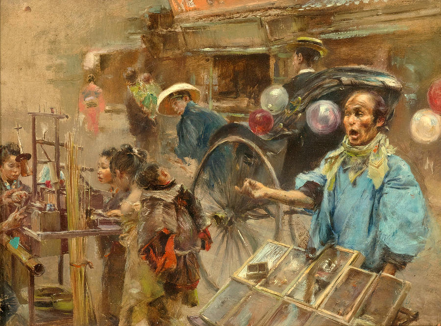 Robert Frederick Blum Painting - Street Market by Robert Frederick Blum
