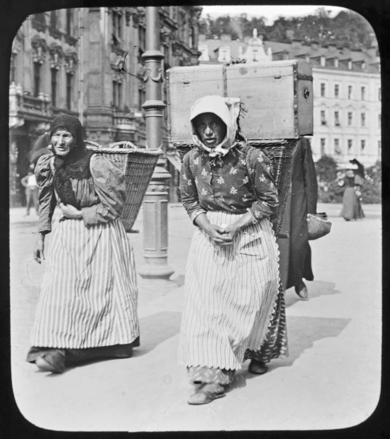 Street Merchants Carrying Baskets Coburg Germany c 1903 Vint Photograph by A Macarthur Gurmankin