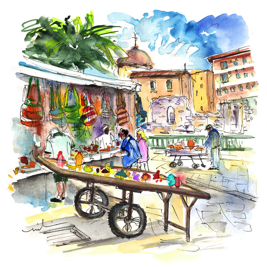 Street Merchants in Ortigia 02 Painting by Miki De Goodaboom