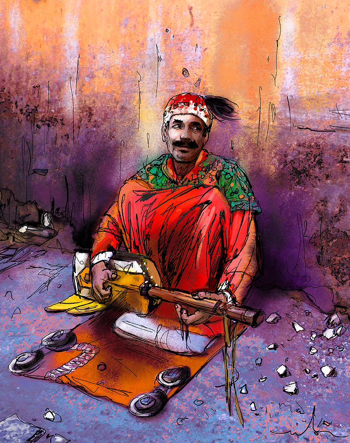 Street Musician In Marrakesh 01 Painting