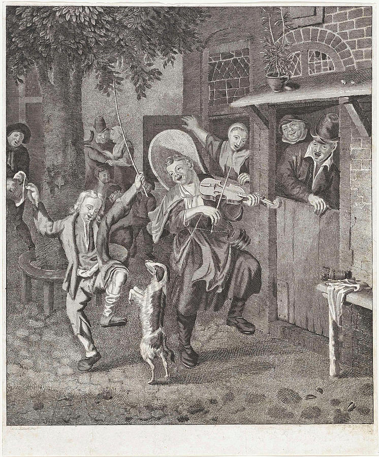 Violin Drawing - Street Musicians, Anonymous by Anonymous Violin Drawing - Street Musicians, Anonymous by Anonymous