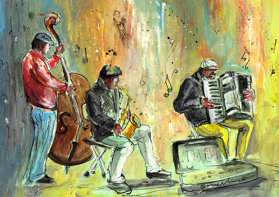 Street Musicians in Dublin Painting by Miki De Goodaboom