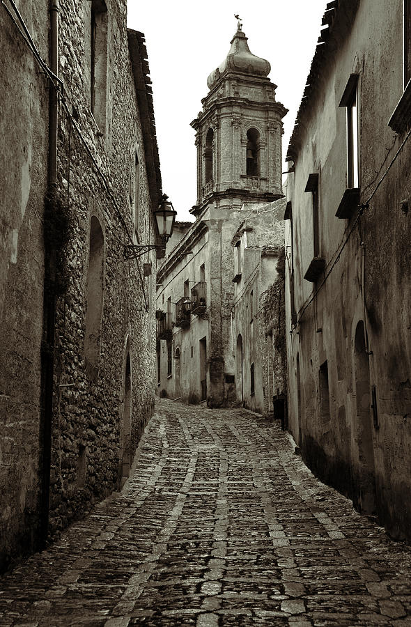 Black And White Photograph - Street of Erice by RicardMN Photography