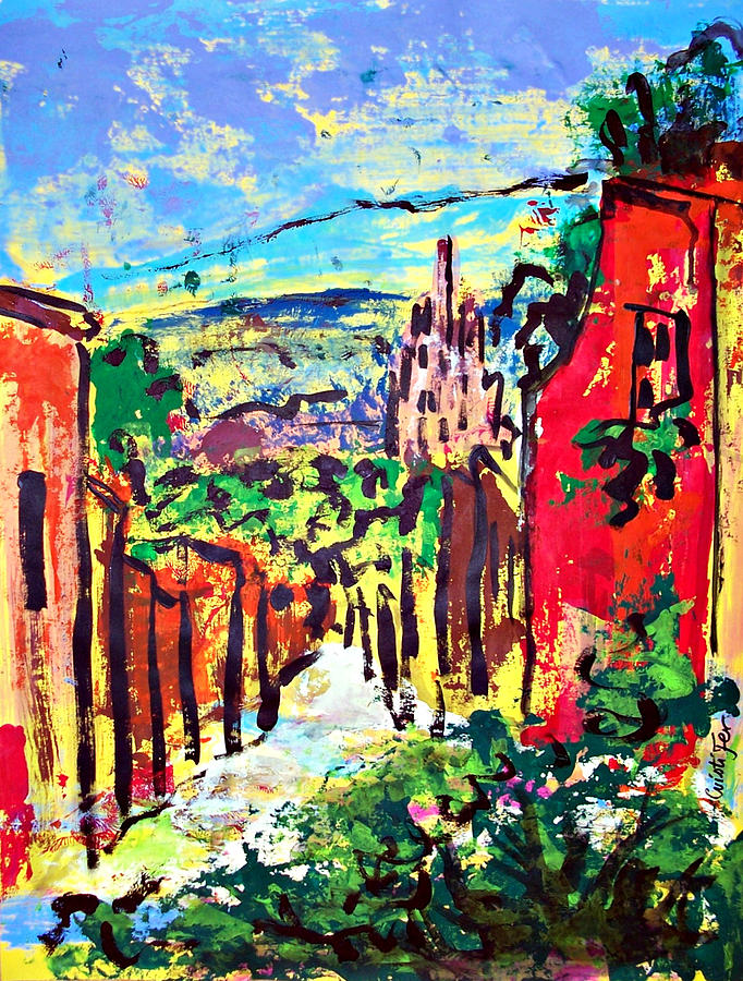 Architecture Painting - Street of Mexican town  by Cristiana Marinescu