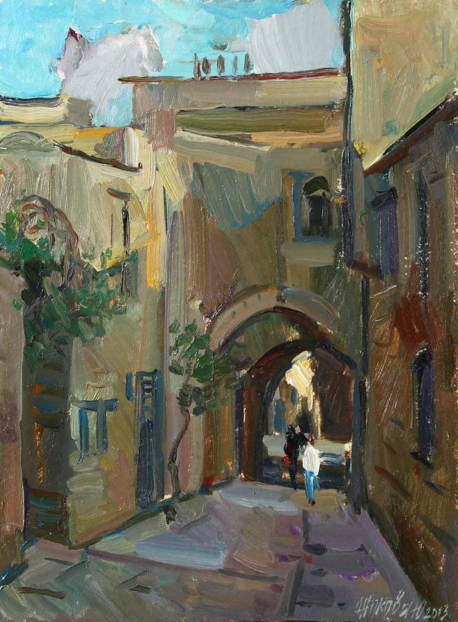 Street of Old Jaffa Painting by Juliya Zhukova