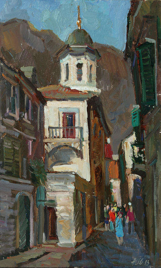 Summer Painting - Street of the old Kotor by Juliya Zhukova