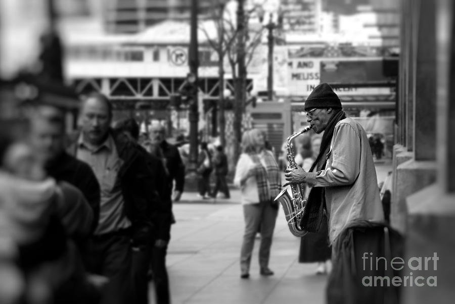 Black And White Photograph - Street Performer by Cindy Tiefenbrunn