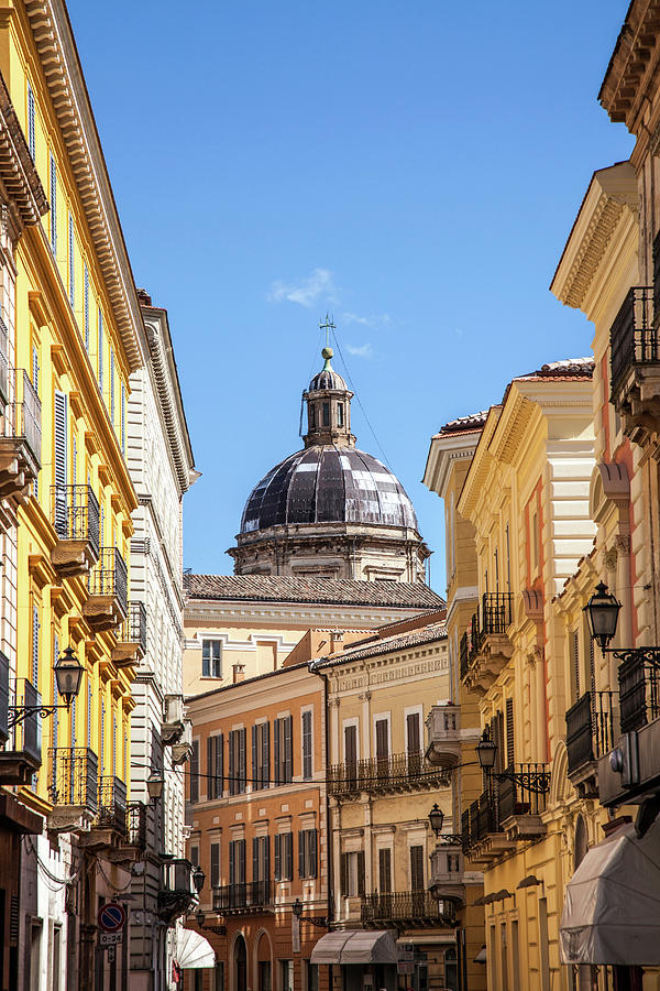 Street Scene And Church Dome In Chieti Photograph by Walter Zerla