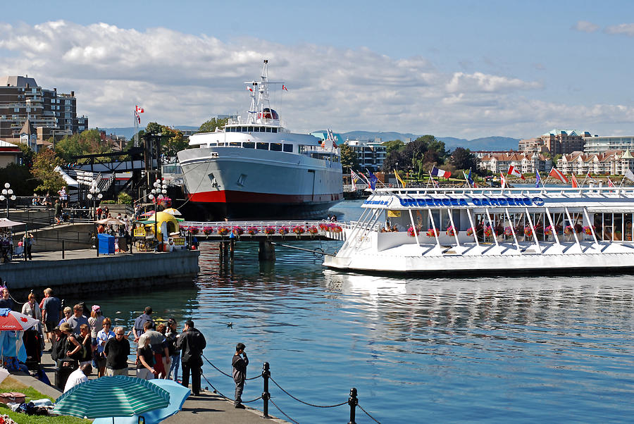 Transportation Photograph - Street Scene at Victorias Inner Harbour by Connie Fox