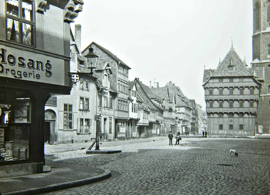 Street Scene Braunschweig Germany 1903 Vintage Photograph Photograph by A Macarthur Gurmankin