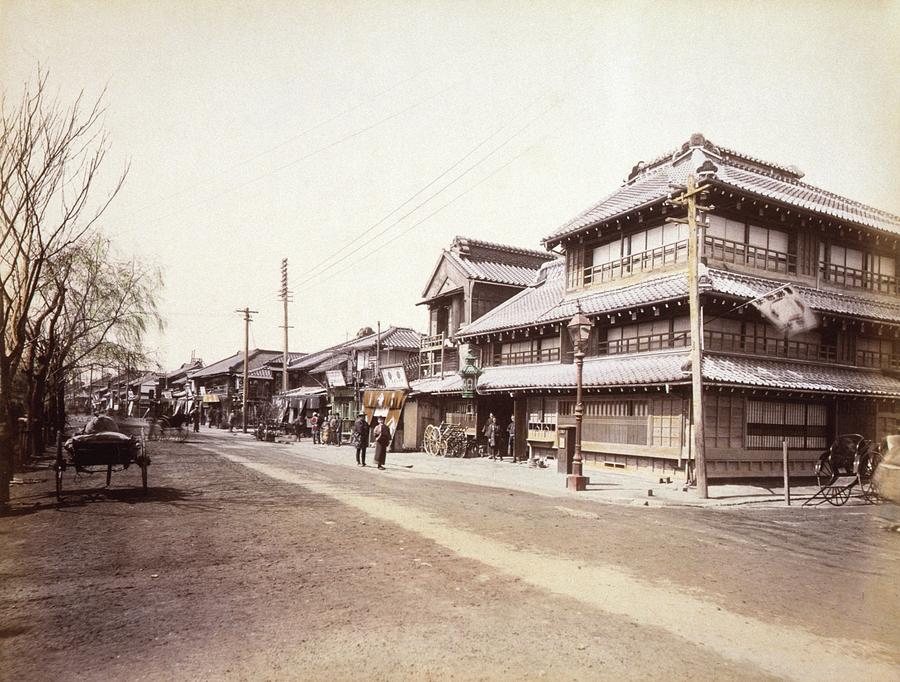Architecture Photograph - Street Scene In Yokohama by Library Of Congress