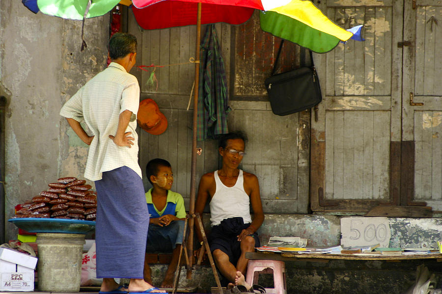 Street Seller Sitting In The Shade Under An Umbrella Yangon Myanmar Photograph by PIXELS  XPOSED Ralph A Ledergerber Photography
