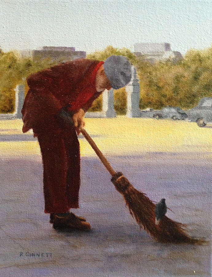 Street Sweeper and Friend Painting by Richard Ginnett