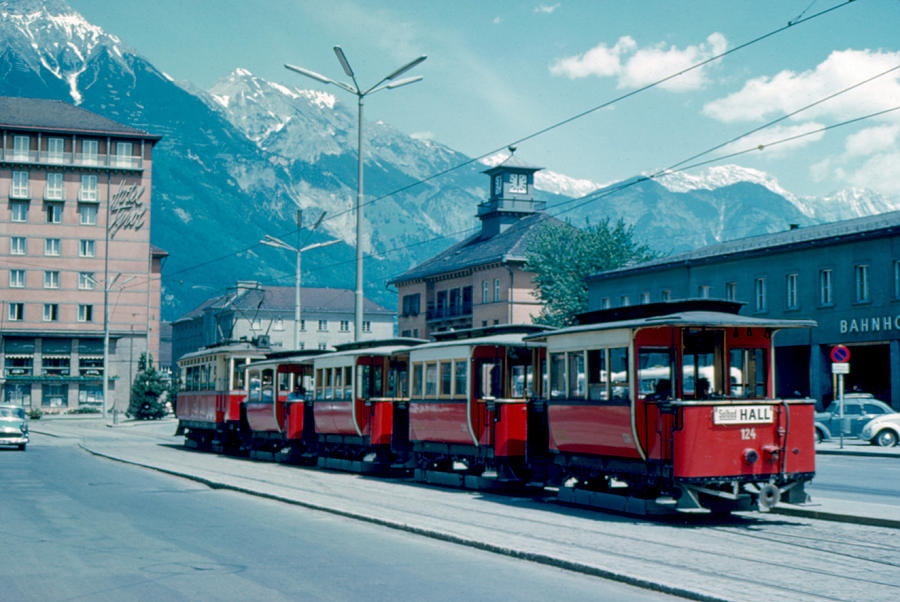 Streetcar Photograph - Street Train Innsbruck 1962 by Cumberland Warden Streetcar Photograph - Street Train Innsbruck 1962 by Cumberland Warden