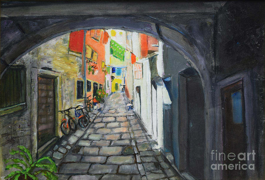 Street View 2 From Pula Painting by Raija Merila